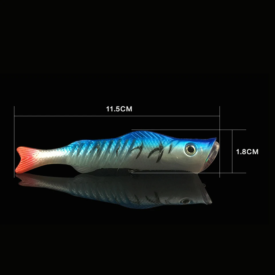 1 шт., мягкий хвост, Поппер, приманка 11,5 см, 17 г, искусственная морская рыболовная Поппер, приманка, 11,5 см, 17 г, воблер, Isca, жесткая приманка свимбейт