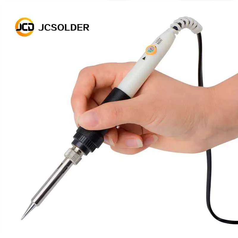 JCDsolder 60 Вт 220 в набор паяльников с регулируемой температурой желтый набор+ 5 наконечников+ насос для распайки+ подставка для паяльника