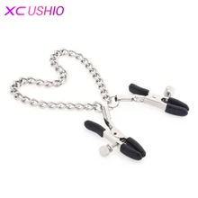 1 pair Stainless Steel Metal Chain Nipple Milk Clips Breast Clip Sex Slaves Nipple Clamps Sex Toys Butterfly Style for Couples