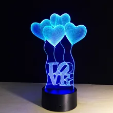 Любовь сердце шары сенсор светодио дный LED 3D ночник Luminaria лампа 7 цветов изменить романтическую атмосферу Спальня украшение Вечерние
