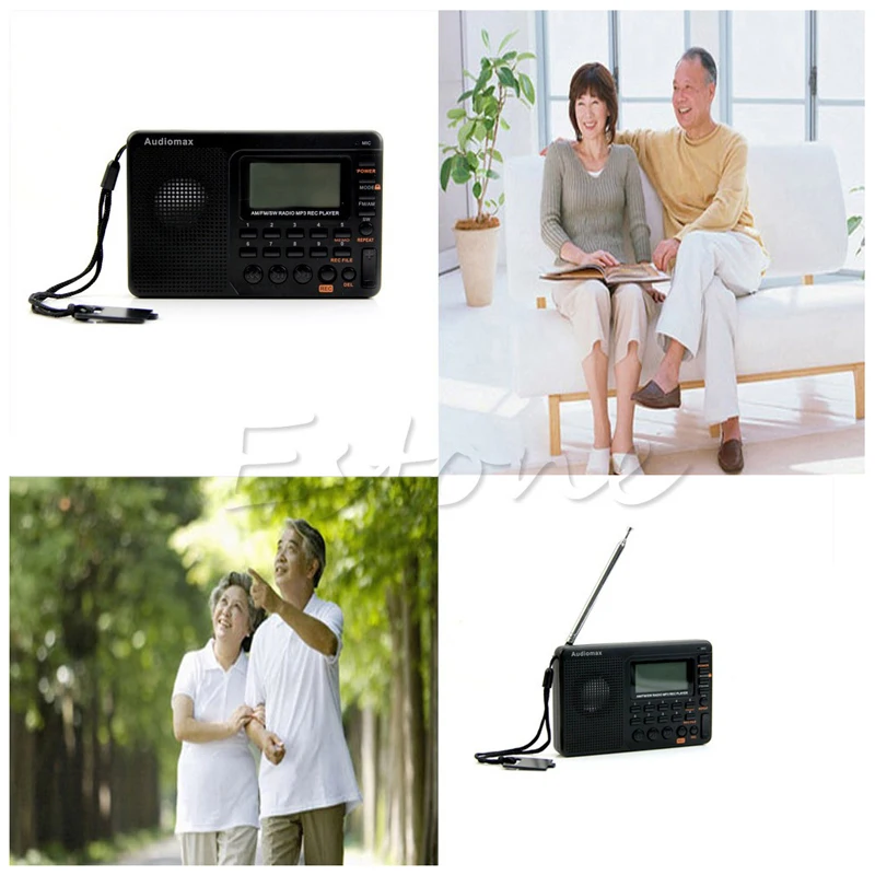 Цифровая настройка ЖК приемник TF MP3 REC плеер AM FM SW Полнодиапазонный радиоприемник