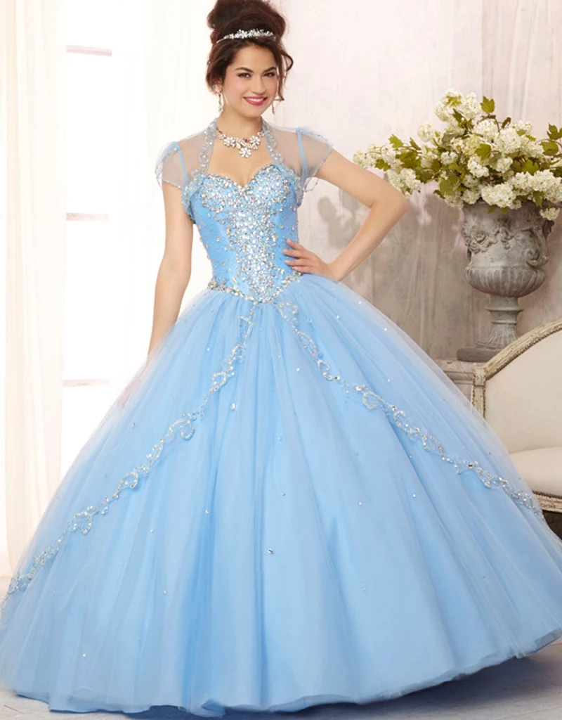 Elegant crystal princess ball gowns  2019 light blue  