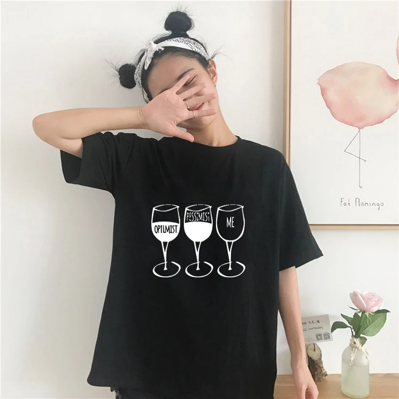 

New Fashion Women T Shirt Goblet Printed Short Sleeve O-neck Funny T-shirt Wine Casual Women Tee Shirt Streetwear Clothes