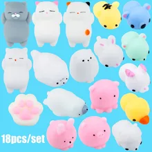 18 Piece Set Soft Squish Animal Anti stress Cute Squishy Set Mini Toys Slow Rising Kawaii