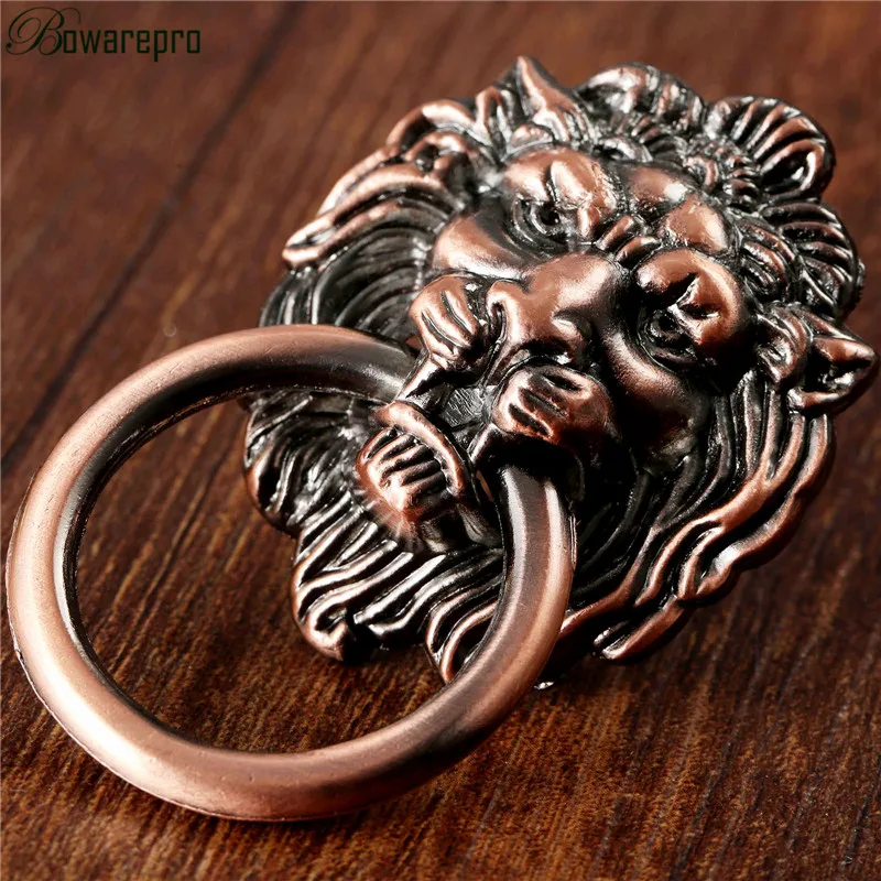 bowarepro Antique Bronze Lion Head Design Drawer Ring Pull Handle Knob Cabinet Pulls Handles Decorative Gift Box 42/50mm 1 PC bowarepro Antique Bronze Lion Head Design Drawer Ring Pull Handle Knob Cabinet Pulls Handles Decorative Gift Box 42/50mm 1 PC