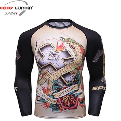 Футболки Rashguard Jiu Jitsu Mma длинный рукав, дышащий Муай Тай футболка с принтом обезьяны Bjj колготки Sanda футболка ММА Боксерские майки - Цвет: F