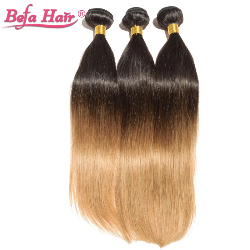 

3pcs/lot ombre hair extensions Dyed grade 6A virgin hair free shipping free shedding 1b-27# straight hair