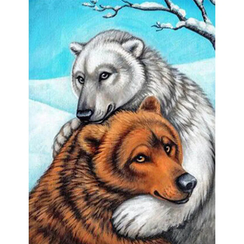 

5D DIY Diamond Painting Full Square/Round Drill "Bear brother" Diamond Embroidery Cross Stitch diamond painting accessories A08