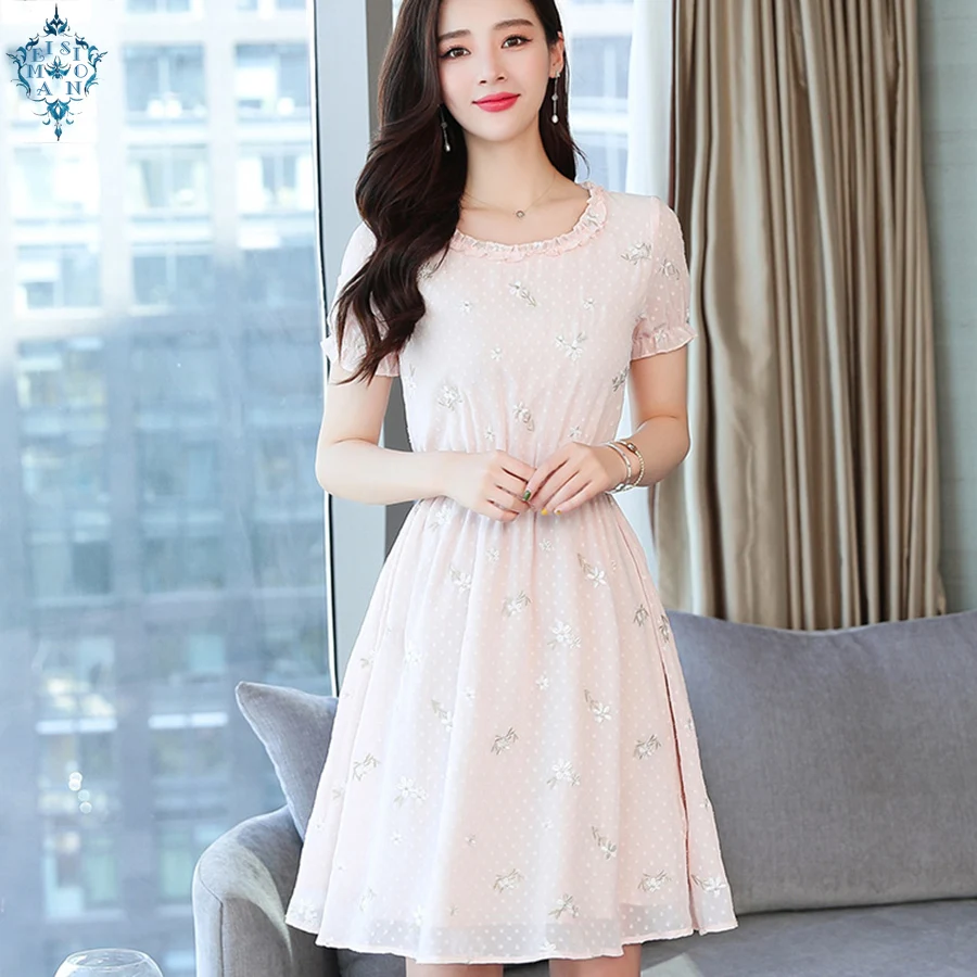 

Ameision 2019 Solid Vintage Boho Mini Dress Summer Pink Floral Chiffon Sexy Beach Sundress Bodycon Women Elegant Party Vestidos