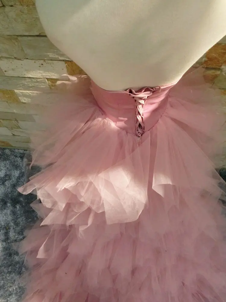 vintage prom dresses High-Low Sexy Evening Dress Short Front Low  Back Sweetheart Tulle Customer made  Prom Dresses Arabic Formal Evening Gown modest prom dresses