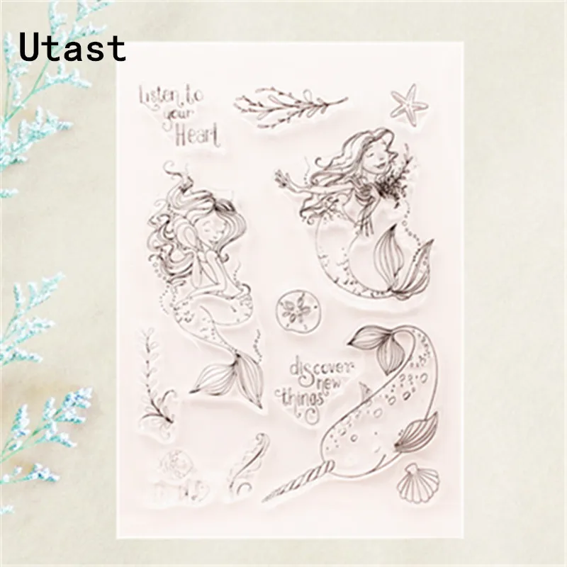 

Ocean Mermaid Clear Silicone Stamps /Transparent Rubber Stamp for DIY Scrapbooking /Photo Album Decorative Craft Making