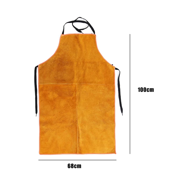 Blacksmith Apron Full Cowhide Leather Electric Welding Apron Bib Yellow Electric welding Safety Clothing