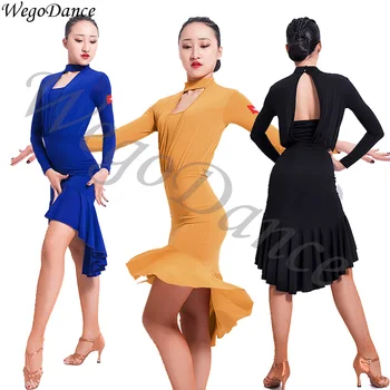 

Latin Dance Long Sleeve Dance Practice latin competition dress for women salsa dance dresses freeshipping