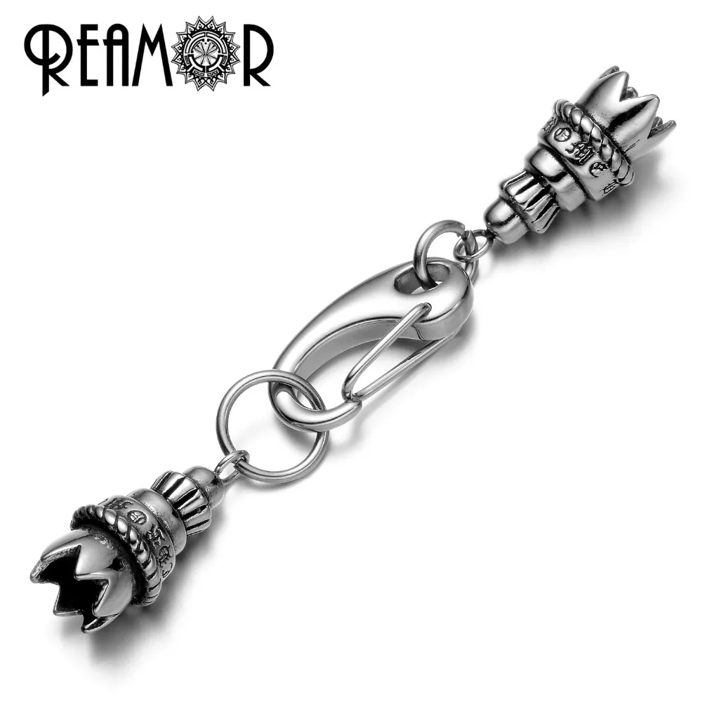 

REAMOR 316L Stainless steel Bells Wind Chimes Lobster Clasp Fit Leather Men Bracelet Connectors Charms Buckle Jewelry Findings