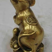 Китайский Зодиак винтажная чистая бронза Мышь Крыса монетки арахиса статуя