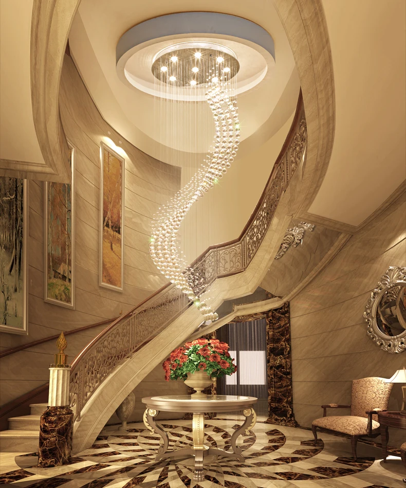 Поворотная Люстра хрустальная люстра круглая для виллы канделябр гостиная лампа для лестницы современная люстра в минималистическом
