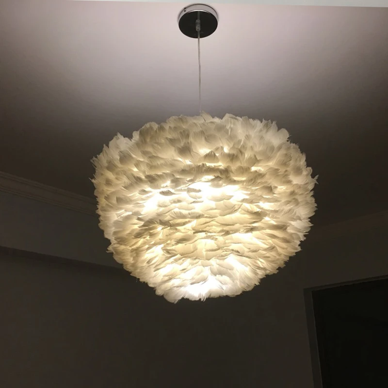 

Z American Style White Feather Chandelier Northern Europe Modern Livingroom Hang Lamps Children's Room Art Lamp Bedroom Lighting