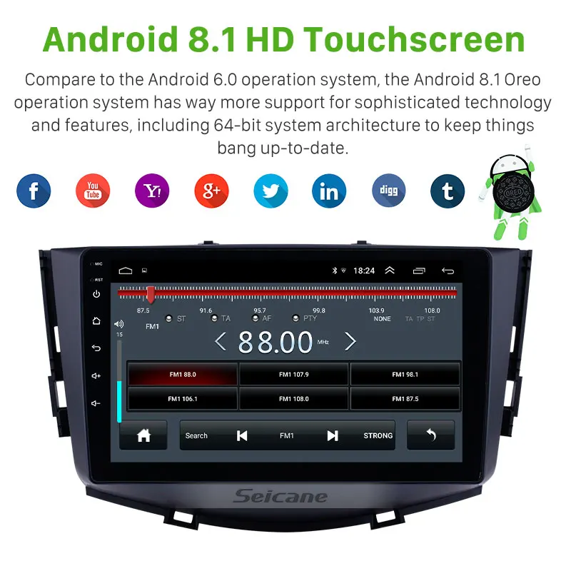 Discount Seicane 2din 9inch HD Touchscreen Car GPS Radio Android 8.1 for Lifan X60 2011 2012-2016 with Bluetooth WIFI AUX support Carplay 3