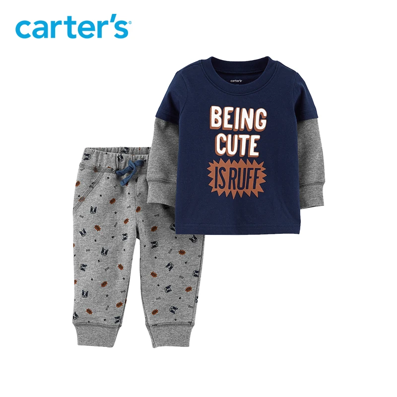 Carters baby boy clothes set Casual letter print long sleeve t shirt