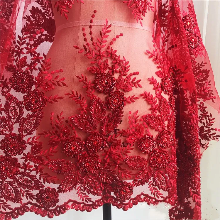 

Multi-color Optional 3D Beaded Big Name Wedding Dress Lace Fabric, High End European Lace Fabric Free Shipping RS1030