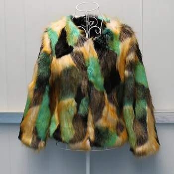 

S-6XL New Fashion Autumn and Winter Women's Clothing Faux Fur Coat Color Imitation Fox Fur Short Jacket Coat