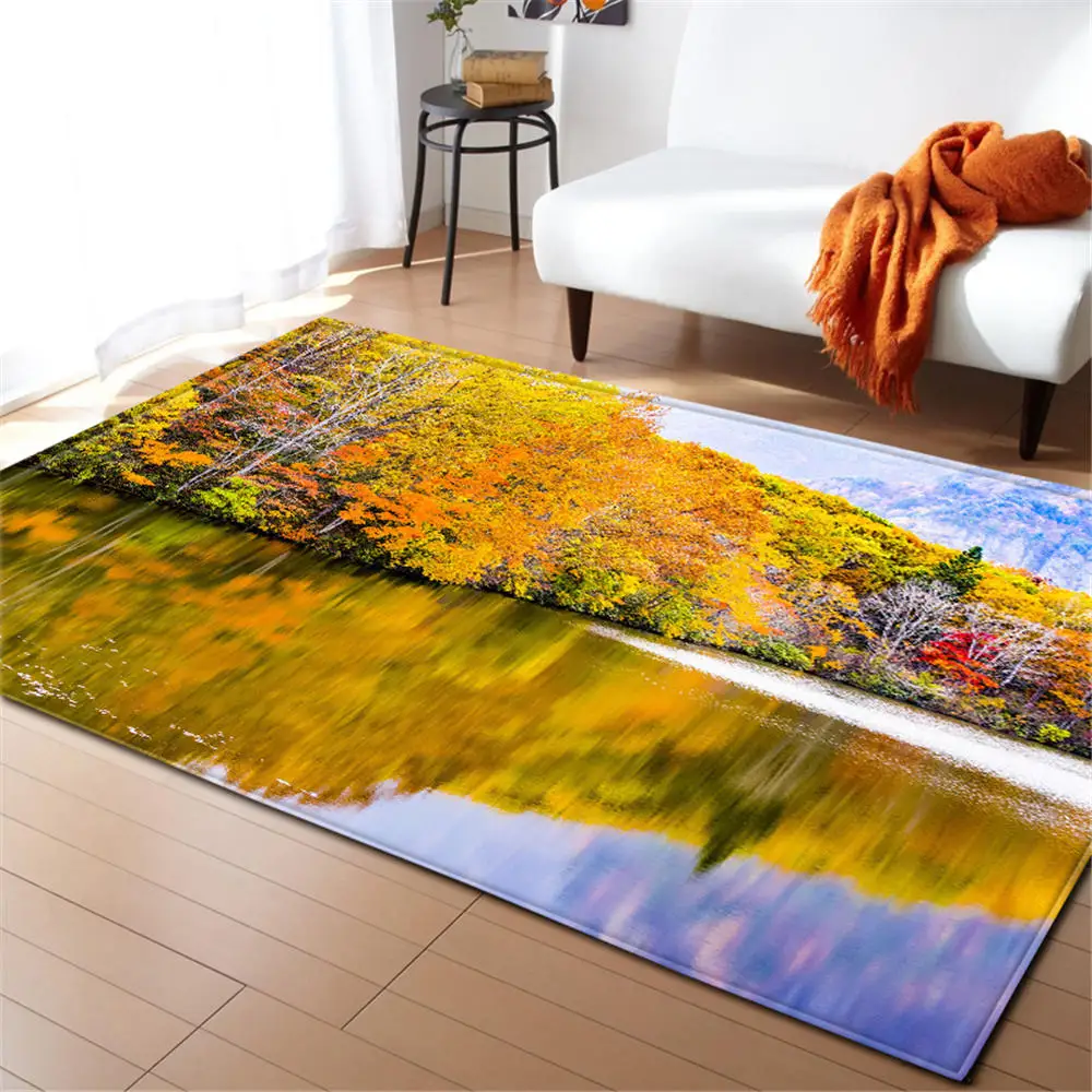 

3D Rural Scenery Carpet Living Room Home Textile Area Rugs Soft Flannel Crawling Mat Children Room Beautiful Large Carpets Rug