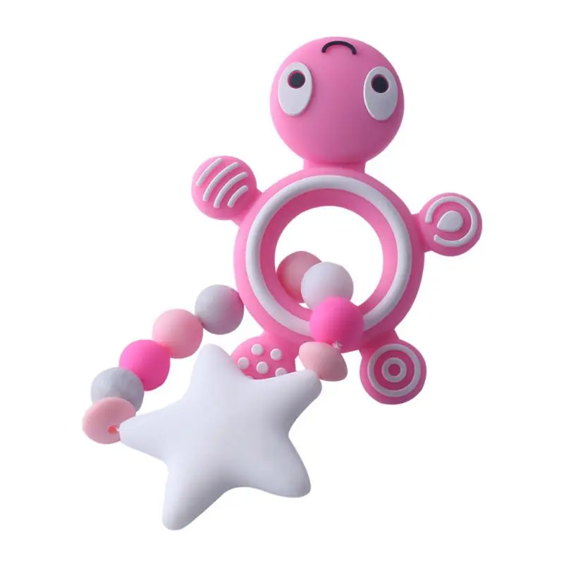 Детская Соска-прорезыватель, Успокаивающая, для мальчиков и девочек, милая черепаха, орангутанг, дизайн формы, удобные детские принадлежности - Цвет: Розовый