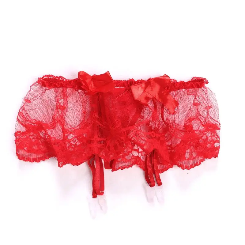 Женское соблазнительное кружевное подвязка G-String подвязка пояс Набор чулок Нижнее белье бант
