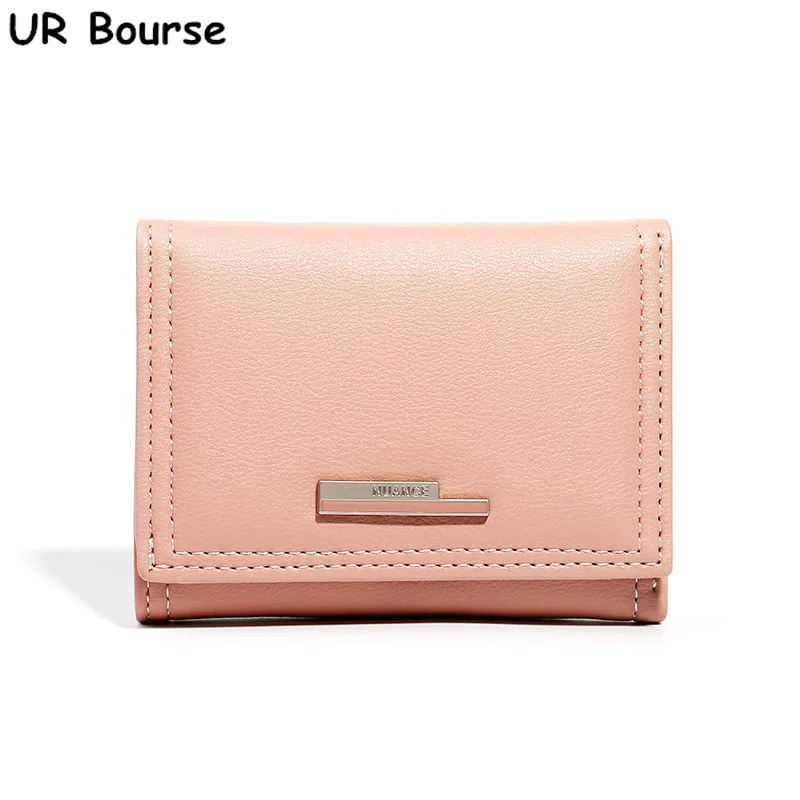

UR BOURSE High Quality Women's Short Wallet Ladies Pu Leather Coin Purse Mini Card Holder Female Three-fold Multi-card Wallet
