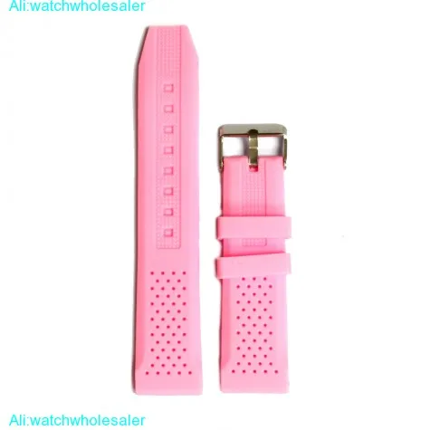 22mm Lady Pink Silicone Jelly Rubber Women Watch Band Straps WB1051K22JB