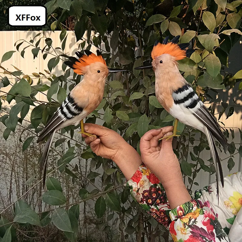 

a pair of simulation Hoopoe bird models foam&furs lifelike bird dolls gift about 30cm xf1049