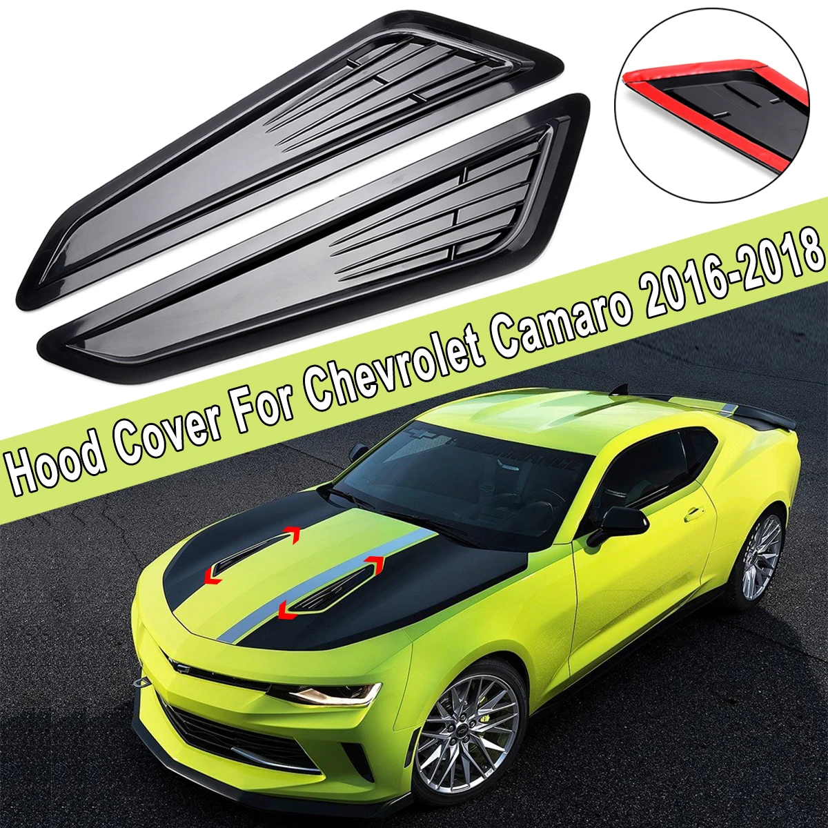 

Car Decor ABS 3D Sticker SS Style Hood Air Flow Engine Outlet Vent Cover for Chevrolet for Camaro 1LT LT RS 2016 2017 2018