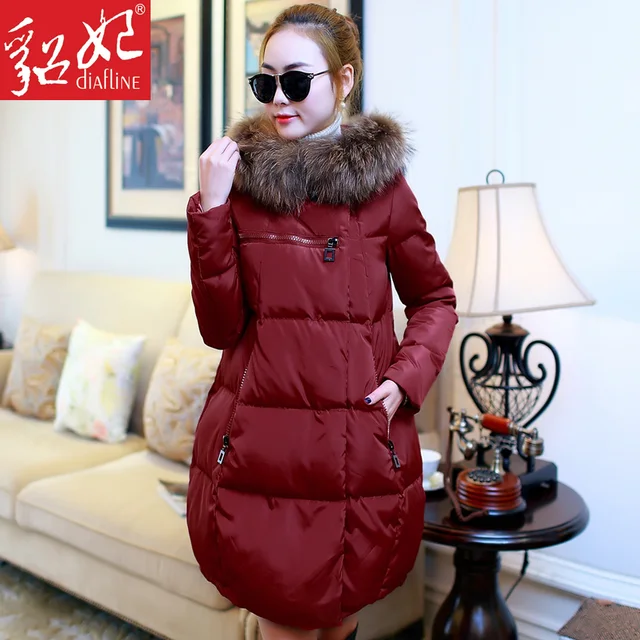 Cheap 2016 new hot winter Thicken Warm woman Cotton Wadded jacket Coat Parkas Outerwear Hooded Fur collar Luxury long plus size XL