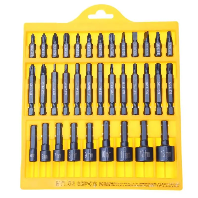 35pcs Assorted Screwdriver Bits Set Alloy Steel Multifunction