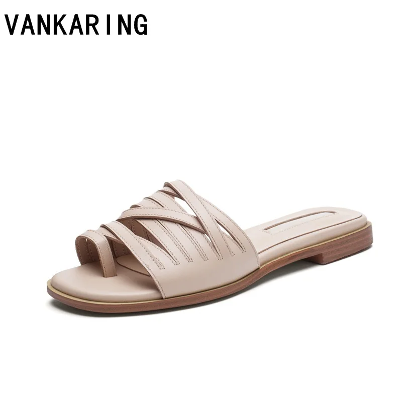 

fashion cut-outs brand casual women sandals genuine leather flip flops flat heel slip-on beach sandals women ladies sexy slipper