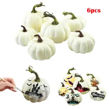 

6pcs Artificial Foam Pumpkin Festival Halloween Party Garden Decor Ornament Hot New Halloween Artifical Pumpkin DIY Scrawl Tool
