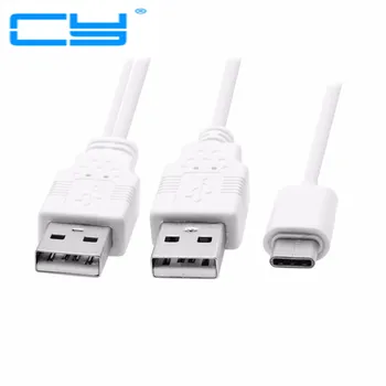 

USB 3.1 Type C USB-C to Dual A Male Extra Power Data Y Cable for Hard Disk