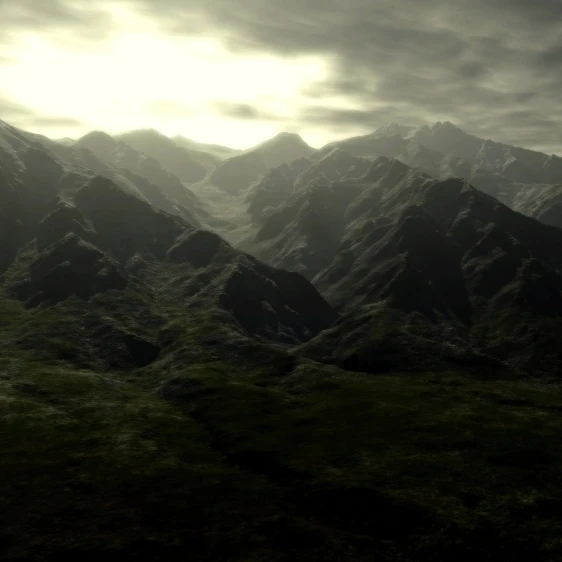 Terragen render of Mt. Whitney  California  under a dark sky Poster Print (37 x 20)