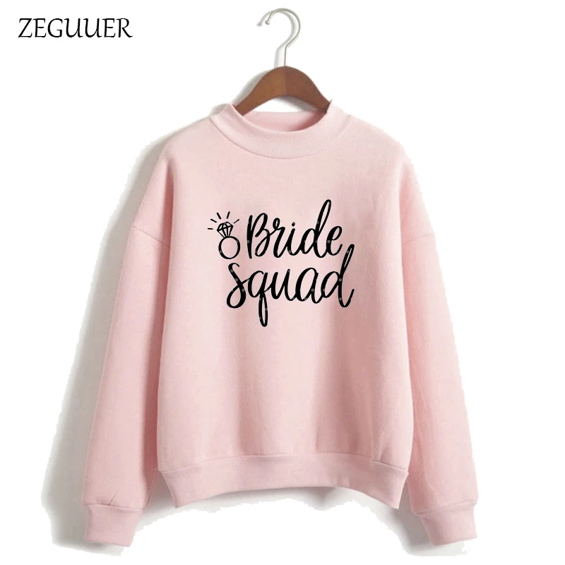  Bride Squad Bachelorette Party Bridesmaid Hoodies Harajuku Kawaii Sweatshirt Pink Fashion Hipster H