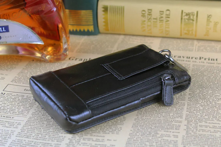 

Genuine Leather Men Waist Packs With High Quality Cowhide Mobile Phone Bags For Xiaomi for Huawei Male Waist Bag Man Belt Pouch
