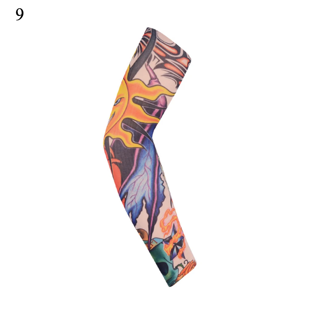 9 1PC Outdoor Cycling Tattoo sleeve 3D Tattoo Printed Arm Warmer UV Protection Bike Bicycle Sleeves Arm Protection Ridding Sleeves - Цвет: 9