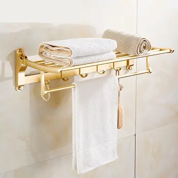 

3 Colors Modern Style Wall Mounted Space Aluminum Towel Bars Towel Hanger Adjustable Towel Rack with Hooks