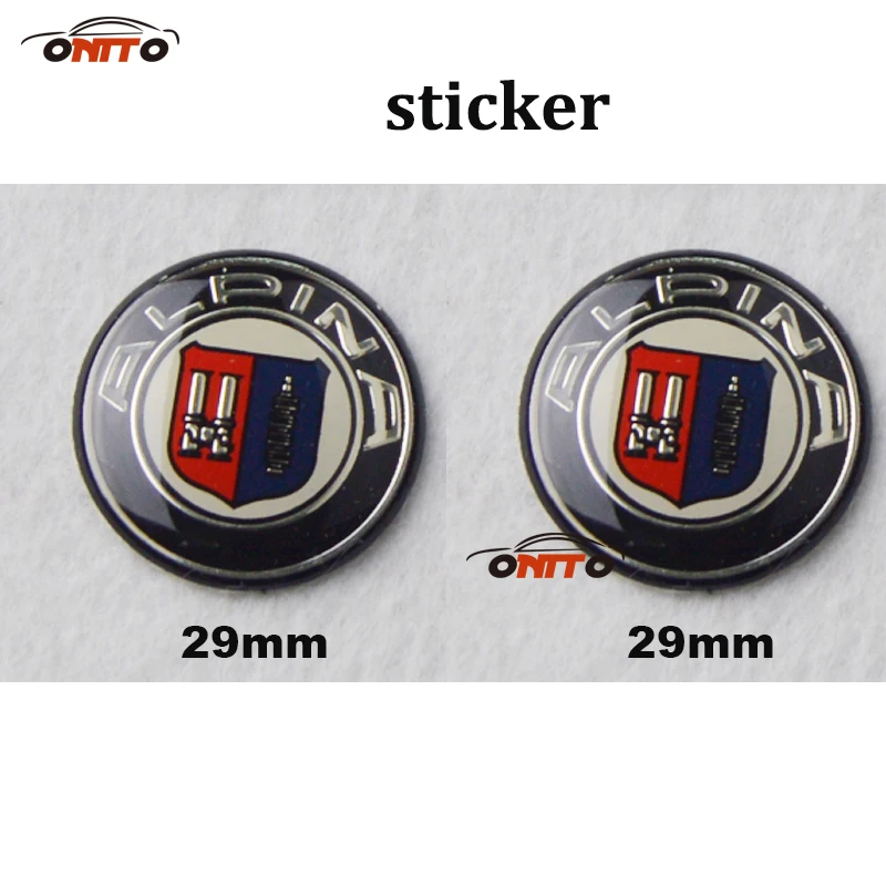 

100pcs For E60 E90 F10 F30 F15 E63 E64 E65 E86 E89 car sticker 29mm 3D aluminum For Alpina logo badge labeL car emblem sticker