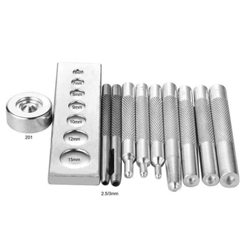 

15PCS/Set Snap Rivet Setter Base Kit For DIY Leather Craft Tools Set of 11 633/655/831/201 Punch Tool