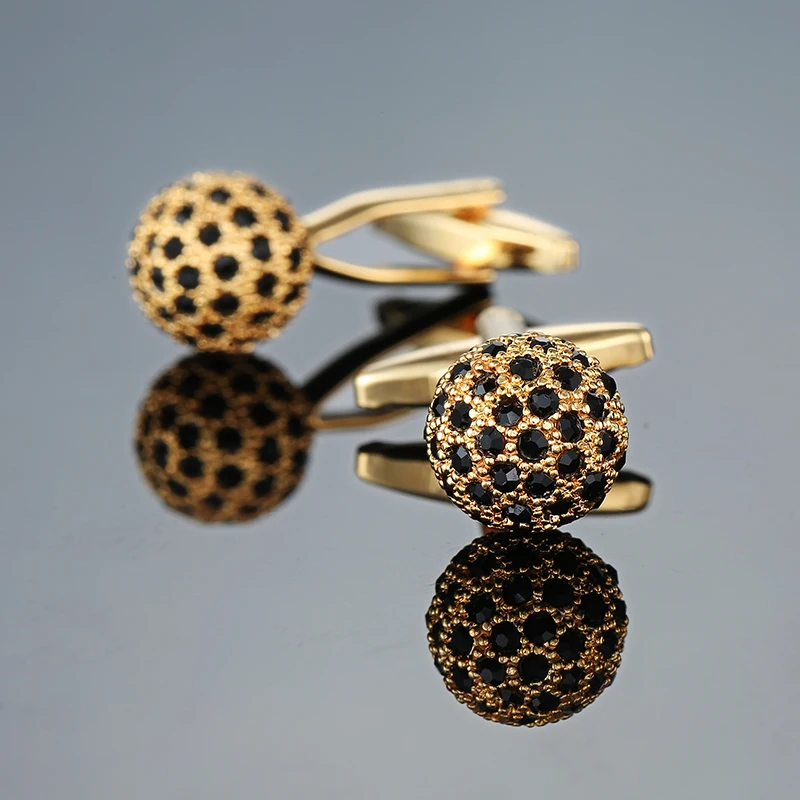 

French Shirt Fashion Cufflinks for Men's Brand Cuff links gold Crystal ball Classic High Quality 2018 New Arrival Jewelry