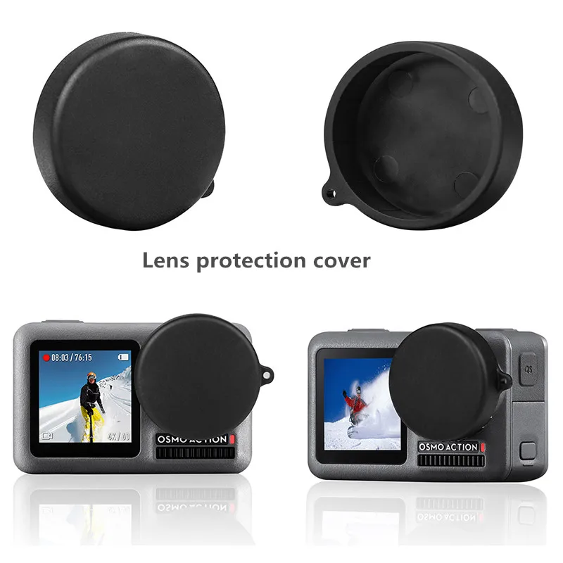16pcsSet Tempered protective film Battery storage box case lens cover cap Flat arc base Kits For DJI Osmo Action Sports Camera  (4)