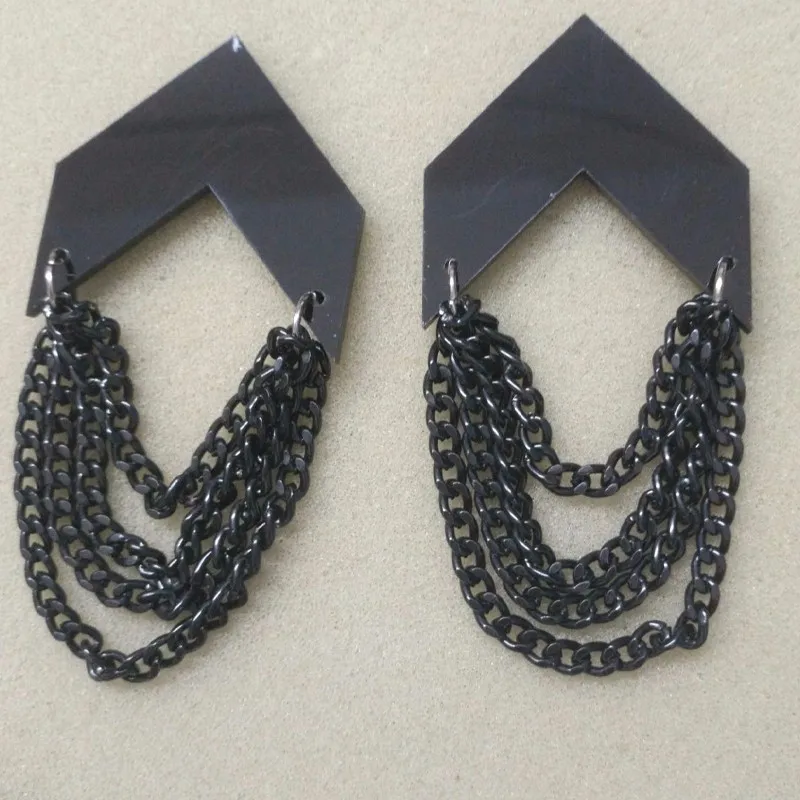 Элегантные модные надеясь на бусинах акрил серьги ретро Для женщин длинная цепь серьги черный Chain Tassel Earrings
