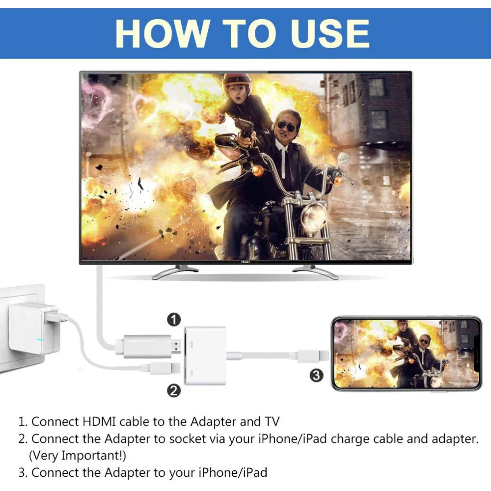 For Lightning to Digital AV HDMI 4K USB Cable Connector 1080P HD Adapters For iPad to HDMI Adapter For Iphone X 8/7/6/Ipad Air For Lightning to Digital AV HDMI 4K USB Cable Connector 1080P HD Adapters For iPad to HDMI Adapter For Iphone X 8/7/6/Ipad Air