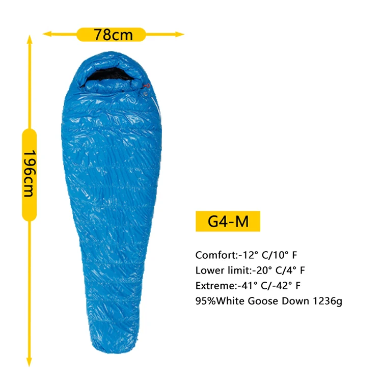 AEGISMAX G серия белый гусиный пух мумия кемпинг спальный мешок Сверхлегкий дефлектор Дизайн Открытый походный нейлоновый спальный мешок - Цвет: G4-M-Blue