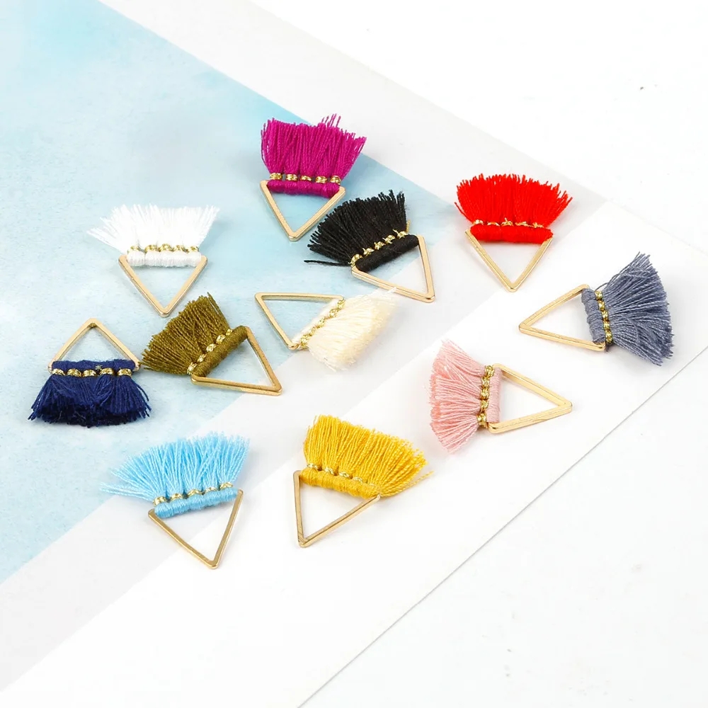 2pcs/lot 25MM Alloy Metal Antique Gold TriangleTassel Earrings Connectors Jewelry Accessories For DIY Handmade Making | Украшения и